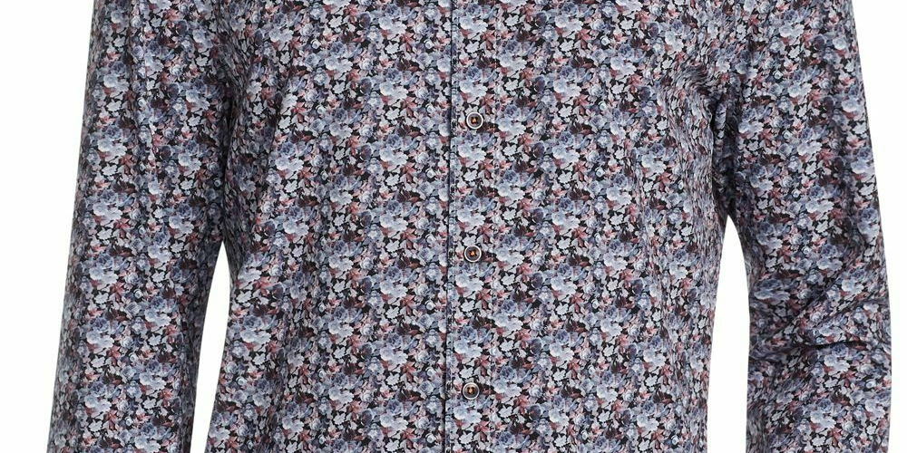 Camisa esportiva elástica com estampa floral masculina Tallia, preta, tamanho extragrande