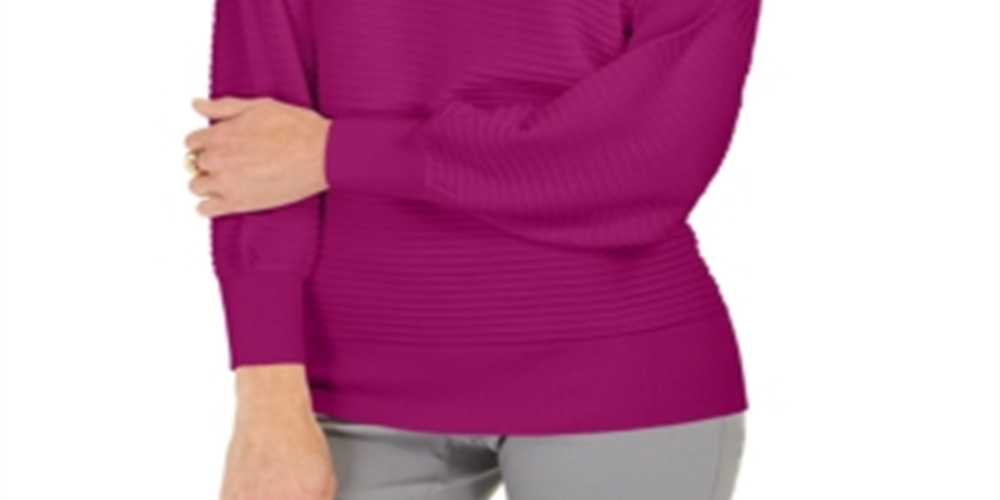 Suéter feminino com mangas abotoadas JM Collection, roxo, tamanho XS