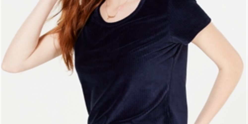 Blusa de veludo cotelê Crave Fame feminina júnior, azul marinho, tamanho GG