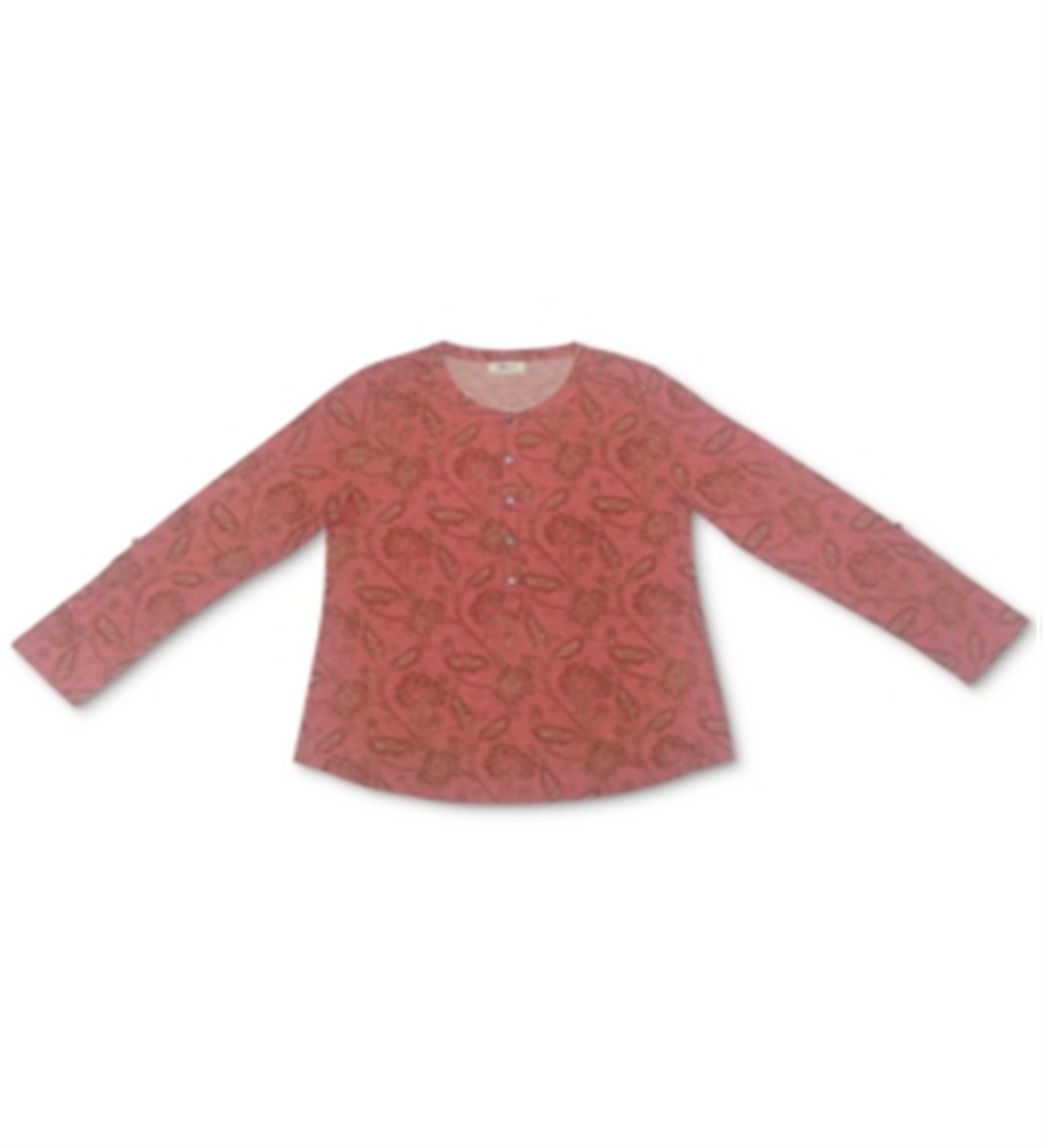 Camisa Henley Estampada Feminina Style &amp; Co Vermelha Tamanho XX-Grande