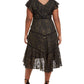 Vestido de renda com mangas esvoaçantes Taylor Women's Plus, preto, tamanho 18W