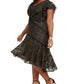 Vestido de renda com mangas esvoaçantes Taylor Women's Plus, preto, tamanho 18W