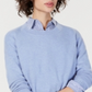 Suéter feminino de cashmere com gola redonda e overlock Charter Club, azul, tamanho GG