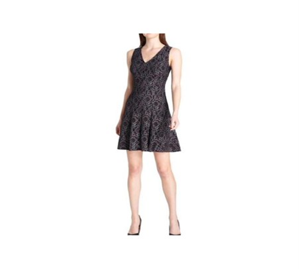 Vestido de coquetel curto Tommy Hilfiger feminino, sem mangas, com decote em V e estampa floral, tamanho 12