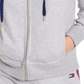 Tommy Hilfiger Moletom com capuz feminino com logotipo esportivo e zíper, tamanho X-G, prateado