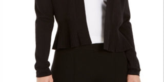 Cardigan feminino peplum com frente aberta Charter Club, preto, tamanho médio