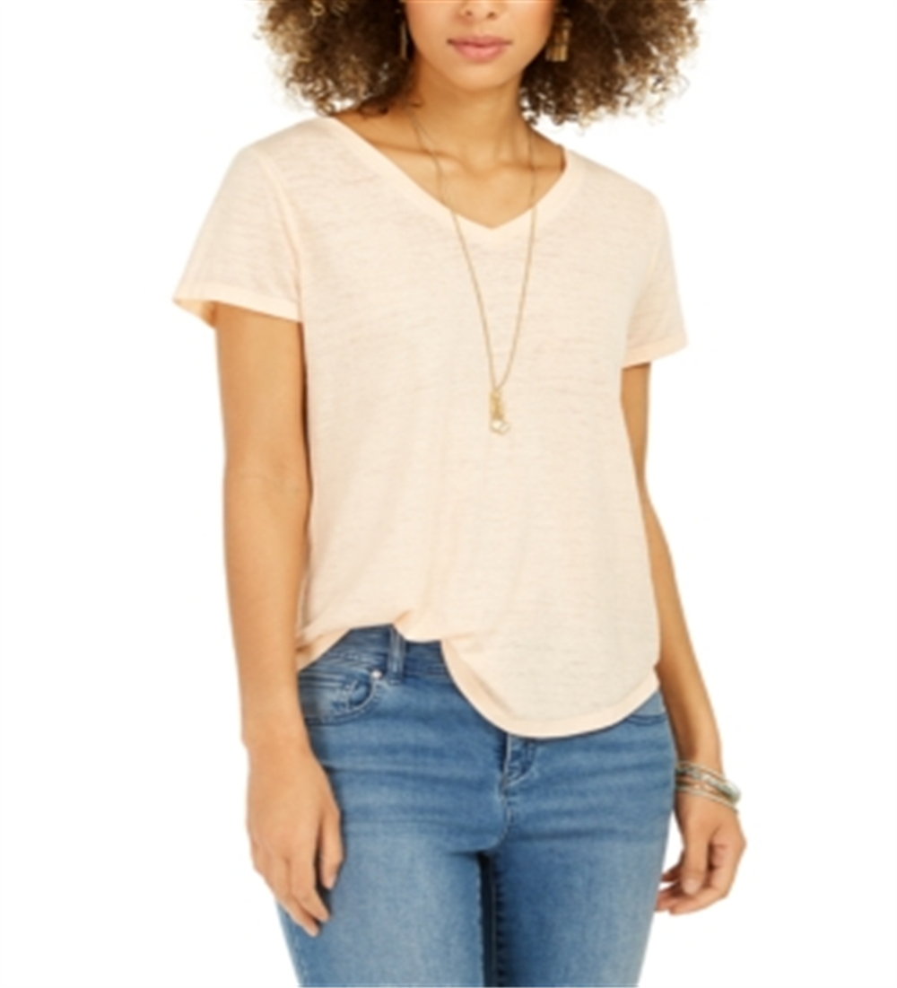 Camiseta feminina estilo &amp; co com decote em V e estampa Burnout, laranja, tamanho XS
