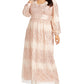 Vestido de noite longo com lantejoulas e gola alta, bege, tamanho 20W, RM Richards para mulheres