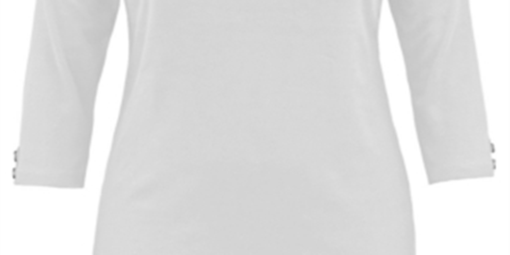 Camiseta feminina Karen Scott com decote canoa e recorte, branca, tamanho grande