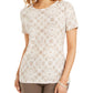 Camiseta feminina estampada em jacquard, bege, tamanho pequeno, coleção JM