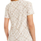 Camiseta feminina estampada em jacquard, bege, tamanho pequeno, coleção JM
