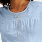 Regata de malha em camadas feminina Style &amp; CO, azul, tamanho pequeno