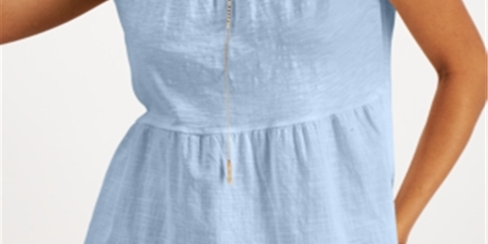 Regata de malha em camadas feminina Style &amp; CO, azul, tamanho pequeno