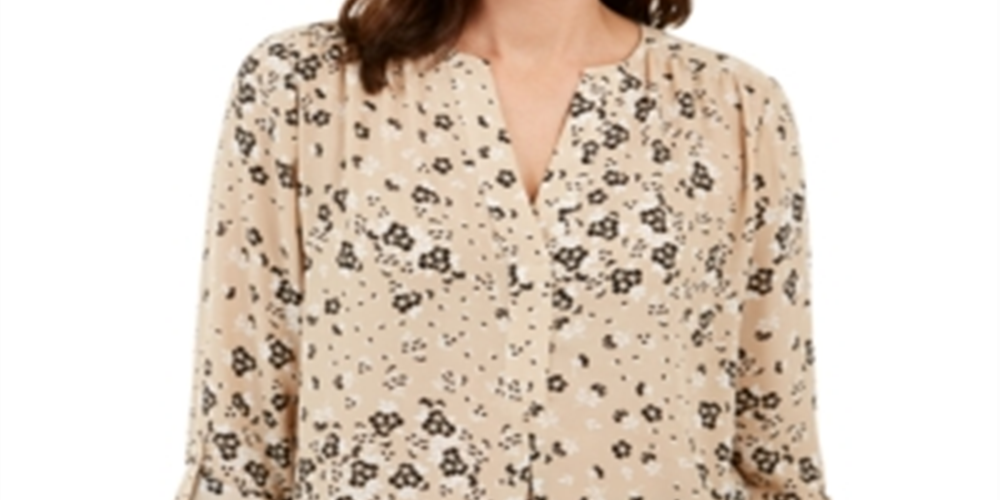 Blusa Maria com estampa floral feminina Charter Club, marrom, tamanho pequeno