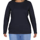 Camiseta Ralph Lauren Plus Stretch Manga Longa Feminina Azul Tamanho 1X