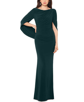 Vestido de noite trompete com mangas drapeadas Betsy &amp; Adam, verde, tamanho 14