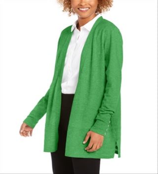 Cardigan feminino Charter Club com frente aberta Grass Blade tamanho P