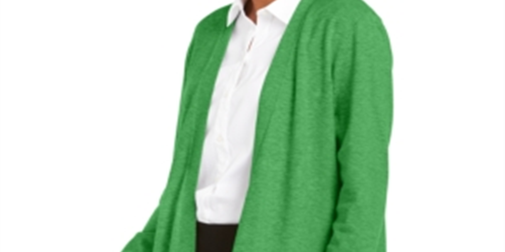 Cardigan feminino Charter Club com frente aberta Grass Blade tamanho P