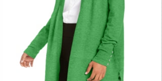 Cardigan feminino Charter Club com frente aberta Grass Blade tamanho P