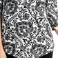 JM Collection Top feminino com estampa de mangas e ombros descobertos, preto, tamanho XX-G