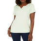Blusa feminina Karen Scott com decote aberto e acabamento em crochê Calm Aloe, tamanho XS
