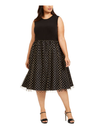 Vestido Calvin Klein Plus Size Feminino com Botinha e Preta, Tamanho 18W