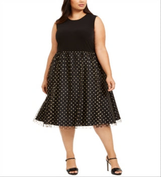 Vestido Calvin Klein Plus Size Feminino com Botinha e Preta, Tamanho 18W