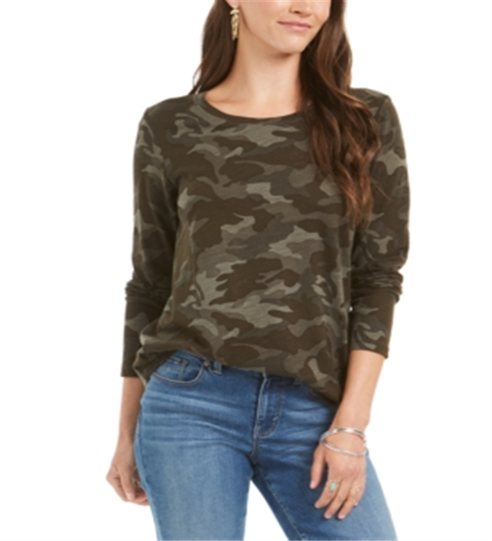 Blusa camuflada feminina Style &amp; Co, verde, tamanho XS