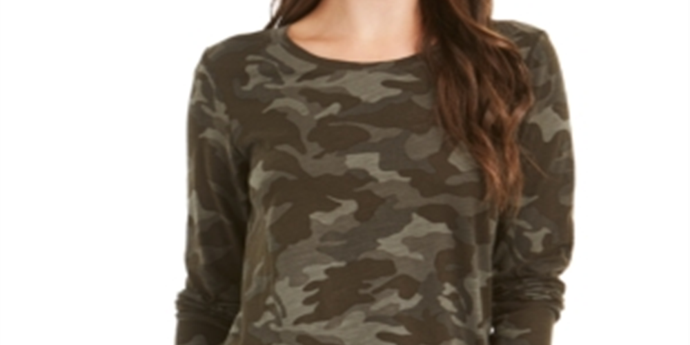 Blusa camuflada feminina Style &amp; Co, verde, tamanho XS