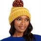 Gorro listrado de chenille feminino INC com vários pompons, amarelo, tamanho grande