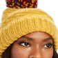 Gorro listrado de chenille feminino INC com vários pompons, amarelo, tamanho grande