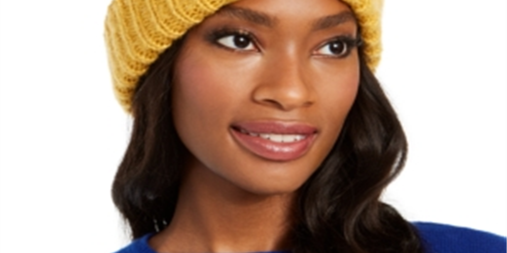 Gorro listrado de chenille feminino INC com vários pompons, amarelo, tamanho grande