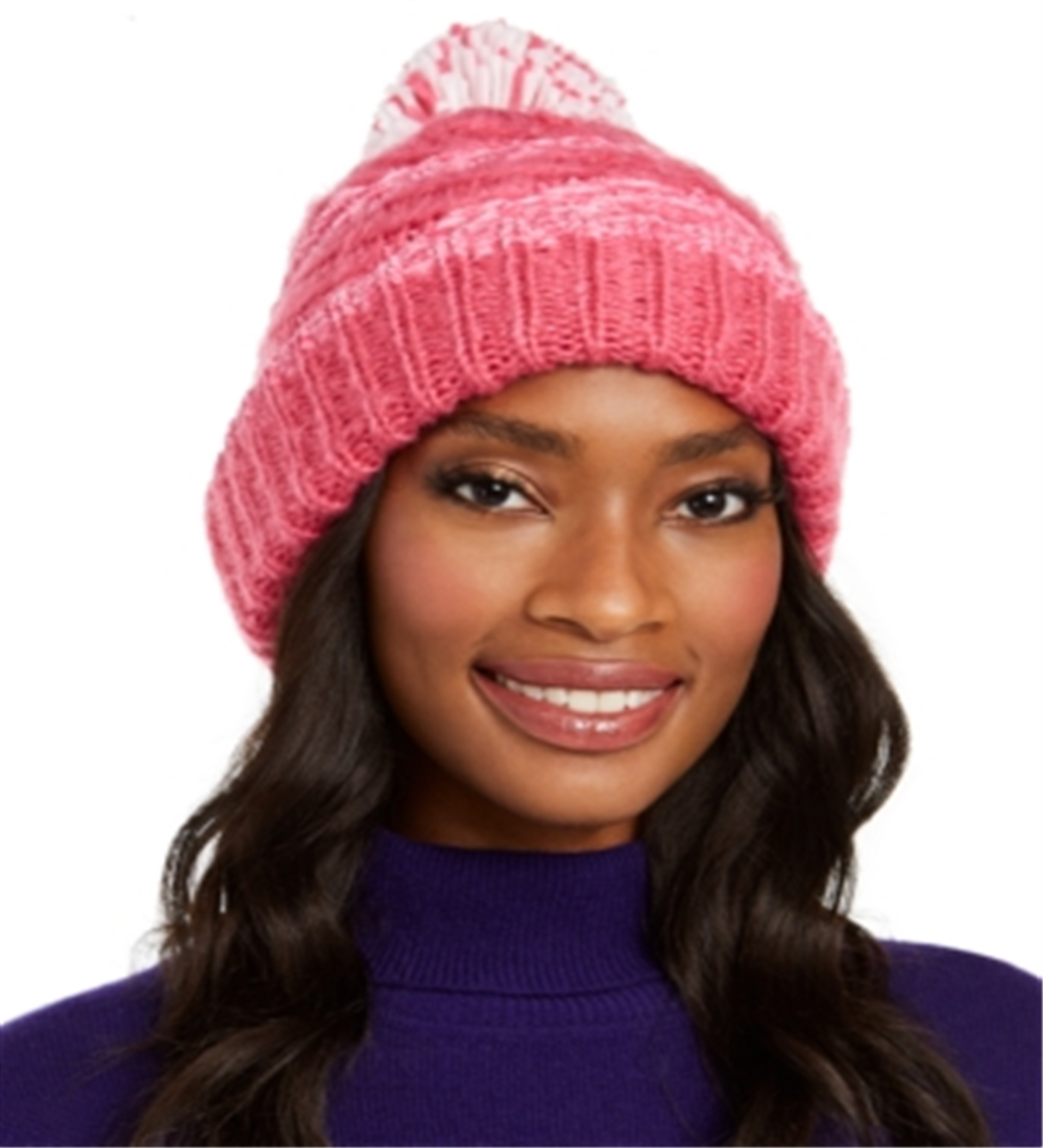Gorro listrado de chenille feminino INC International Concepts com vários pompons, rosa, tamanho regular