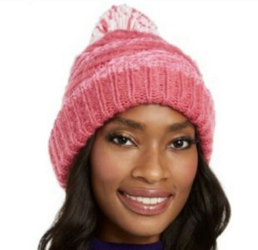 Gorro listrado de chenille feminino INC International Concepts com vários pompons, rosa, tamanho regular