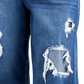 Bermuda jeans feminina patchwork INC International Concepts, tamanho 8, tamanho médio, índigo