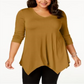 JM Collection Top feminino plus size com bainha em lenço, amarelo, tamanho 2X