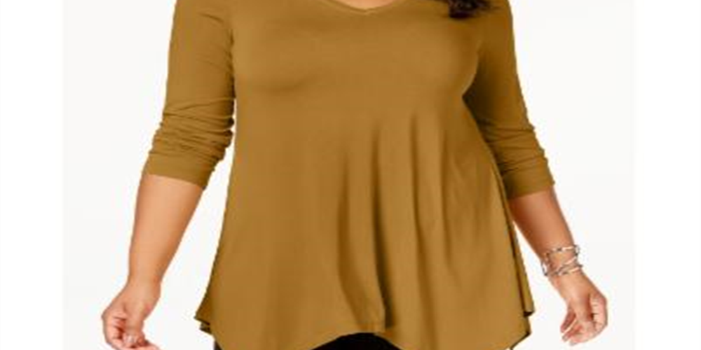 JM Collection Top feminino plus size com bainha em lenço, amarelo, tamanho 2X