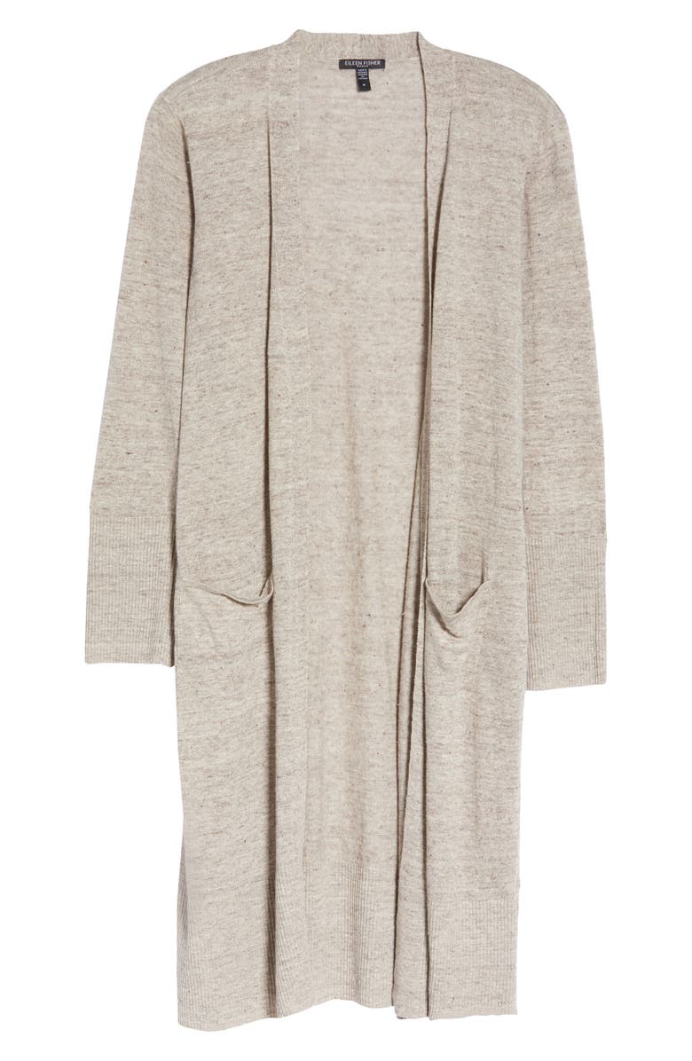 Cardigan longo de linho feminino Eileen Fisher Plus, bege, tamanho 2X