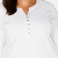 Karen Scott Plus Cotton Ilhós Henley Top - Marrom - Tamanho 2XL