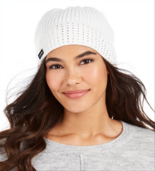 Gorro Calvin Klein Feminino com Tachas Branco Pérola Tamanho Único
