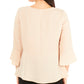 Blusa peplum feminina NY Collection com manga 3/4 e acabamento bege, tamanho grande