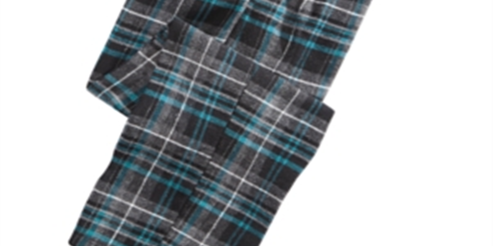 Calça de pijama masculina Perry Ellis de flanela xadrez - cinza, tamanho extragrande