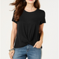 Blusa feminina com frente torcida Style &amp; Co - Preto profundo, tamanho XS