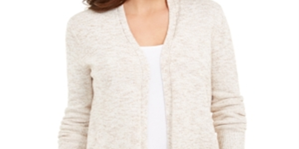 Suéter feminino Charter Club com bainha curva, bege, tamanho grande