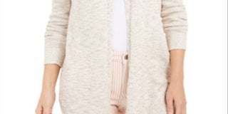 Suéter feminino Charter Club com bainha curva, bege, tamanho grande