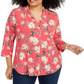 Blusa feminina Charter Club com estampa loral e gola plissada, rosa, tamanho 3X