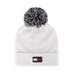 Gorro Tommy Hilfige feminino com bandeira e remendo de pompom em dois tons, branco, tamanho único