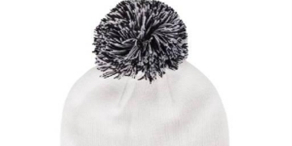 Gorro Tommy Hilfige feminino com bandeira e remendo de pompom em dois tons, branco, tamanho único