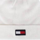 Gorro Tommy Hilfige feminino com bandeira e remendo de pompom em dois tons, branco, tamanho único