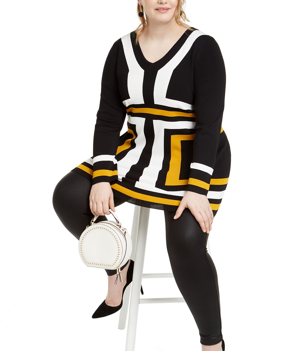 Túnica Plus Colorblock Feminina INC - Preta Tamanho -0X